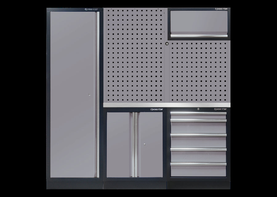 Demi mobilier d'atelier option gauche - gris "plan de travail inox"