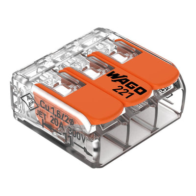 Borne WAGO 221 mini 5x4mm2 à levier Boite 25 pièces