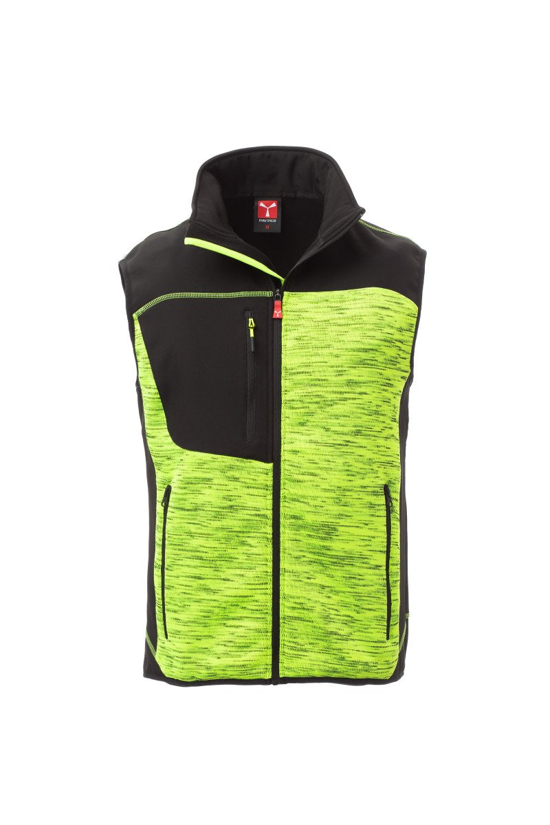 Gilet SM en tricot technique avec inserts en soft-shell noirs fermeture zip TOUR JAUNE FLUO / NOIR XXS / 5 XL