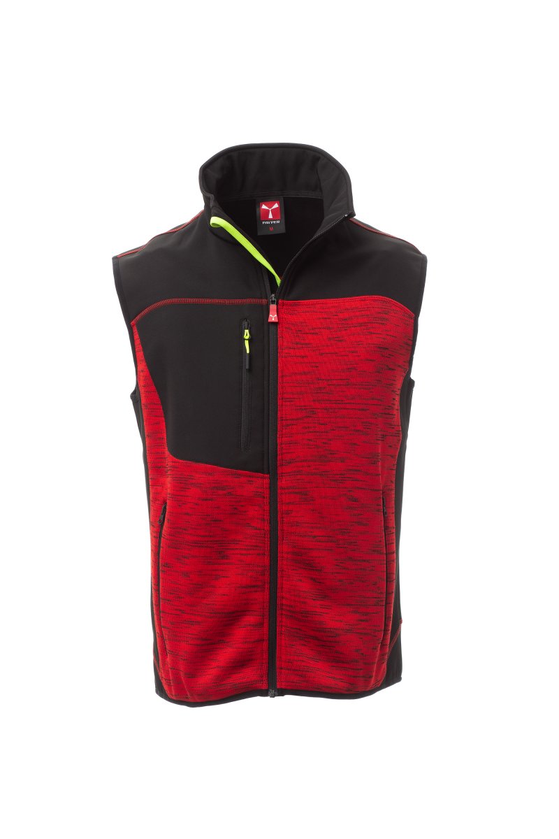 Gilet SM en tricot technique avec inserts en soft-shell noirs fermeture zip TOUR ROUGE / NOIR XXS / 5 XL