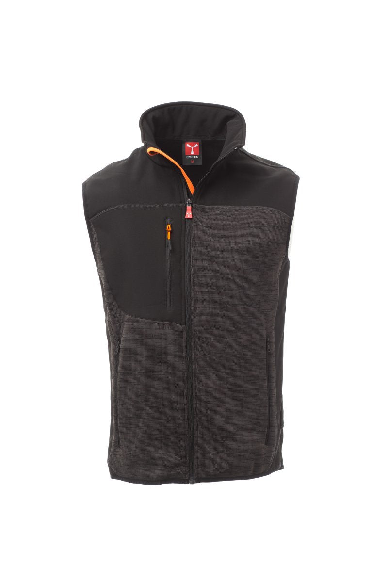Gilet SM en tricot technique avec inserts en soft-shell noirs fermeture zip TOUR GRIS ACIER / NOIR XXS / 5 XL