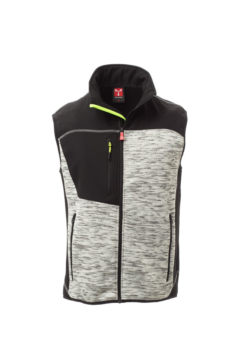 Gilet SM en tricot technique avec inserts en soft-shell noirs fermeture zip TOUR GRIS CHINE / NOIR XXS / 5 XL