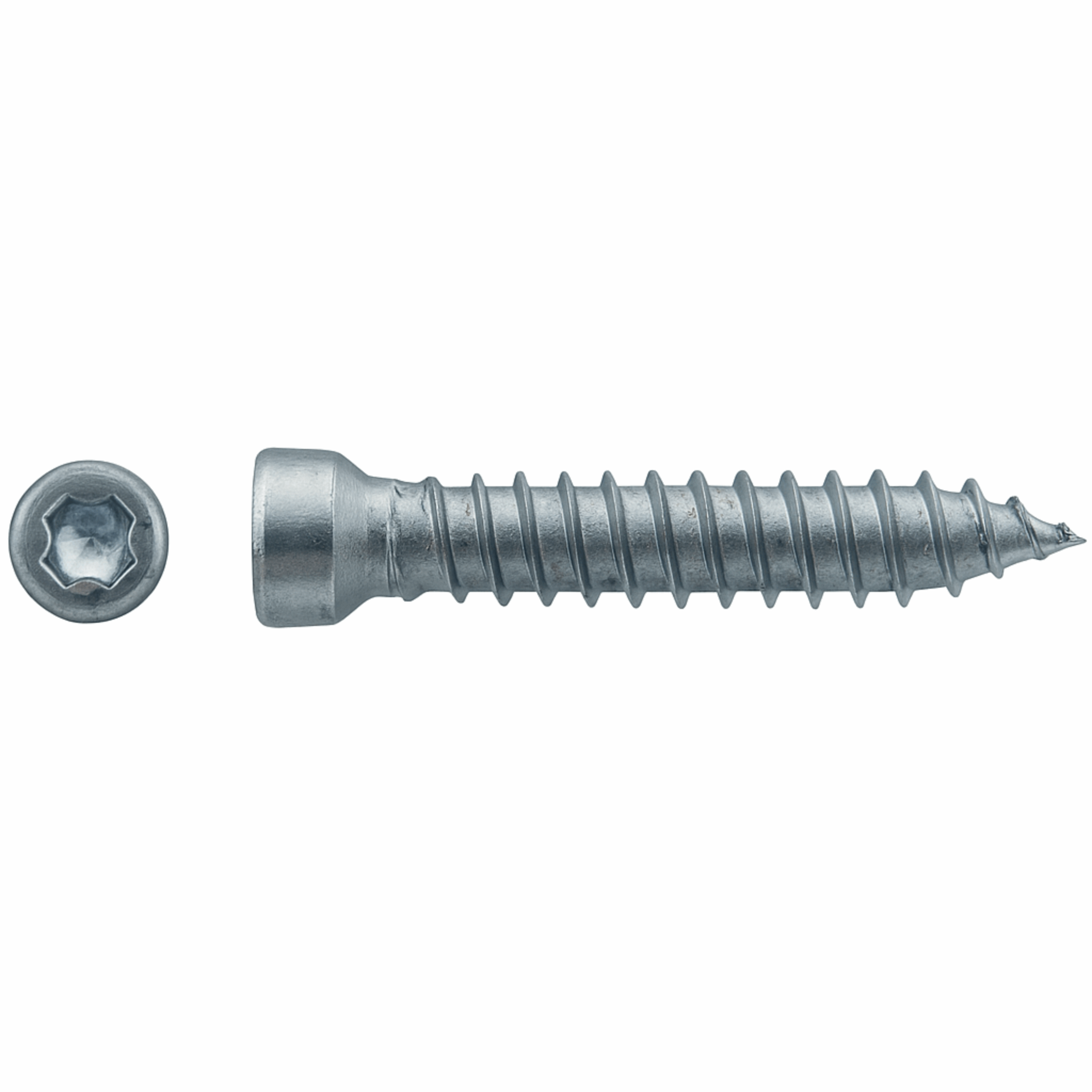 Vis béton d'ancrage tête cylindrique réduite torx Zingué blanc 