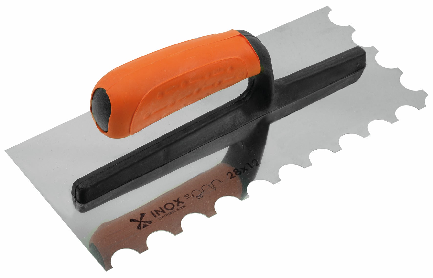 Platoir fdv m. bimat lame inox dentée - 1/2rond - ep.0,6