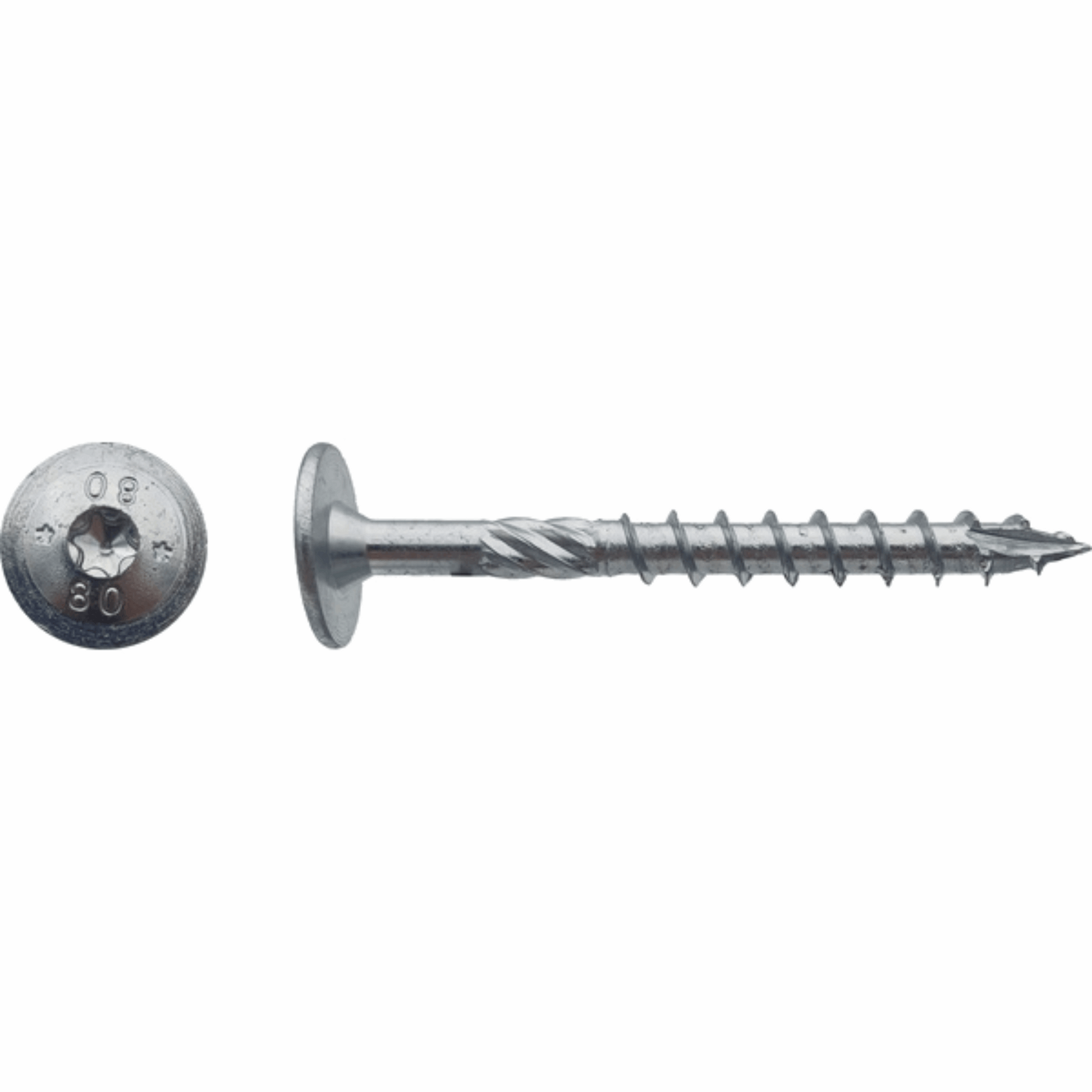 Vis pour construction bois tête large ronde torx Zingué blanc - Ø6