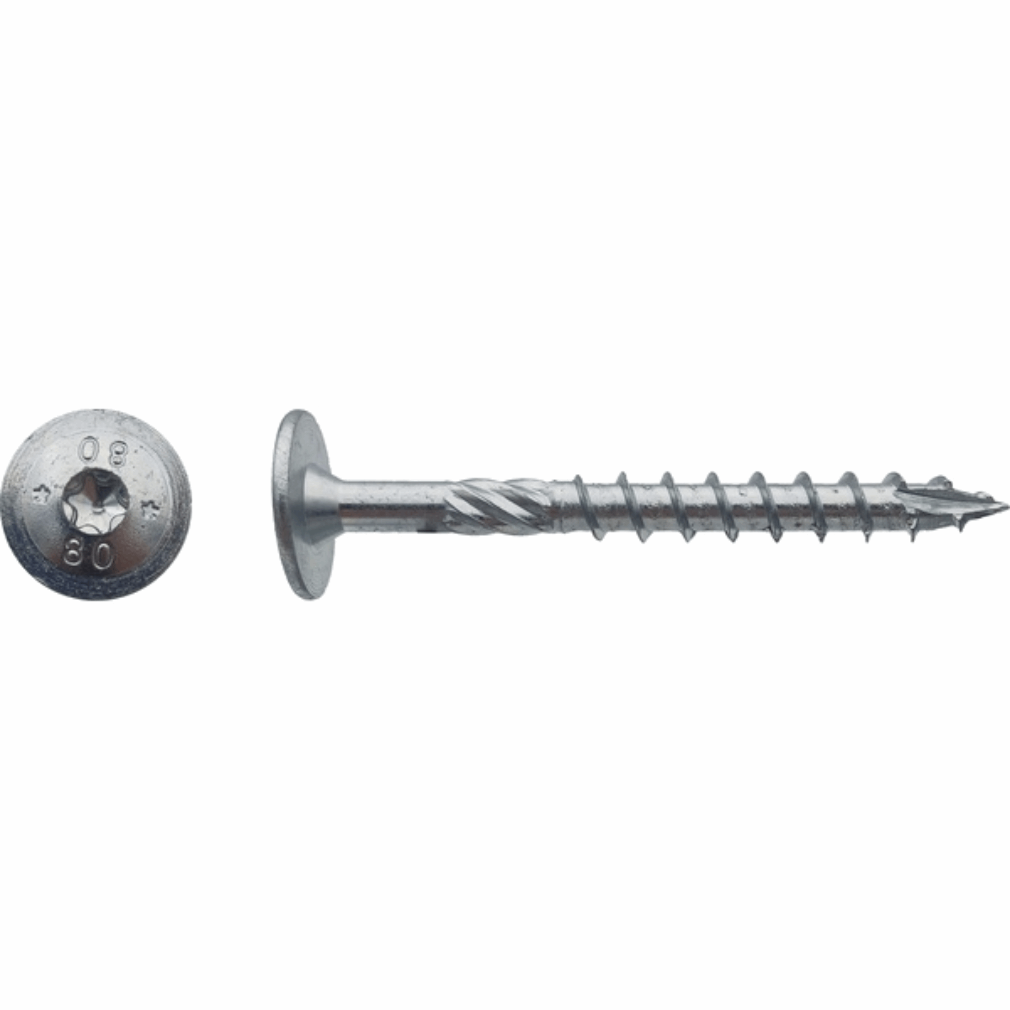 Vis pour construction bois tête large ronde torx Zingué blanc - Ø6