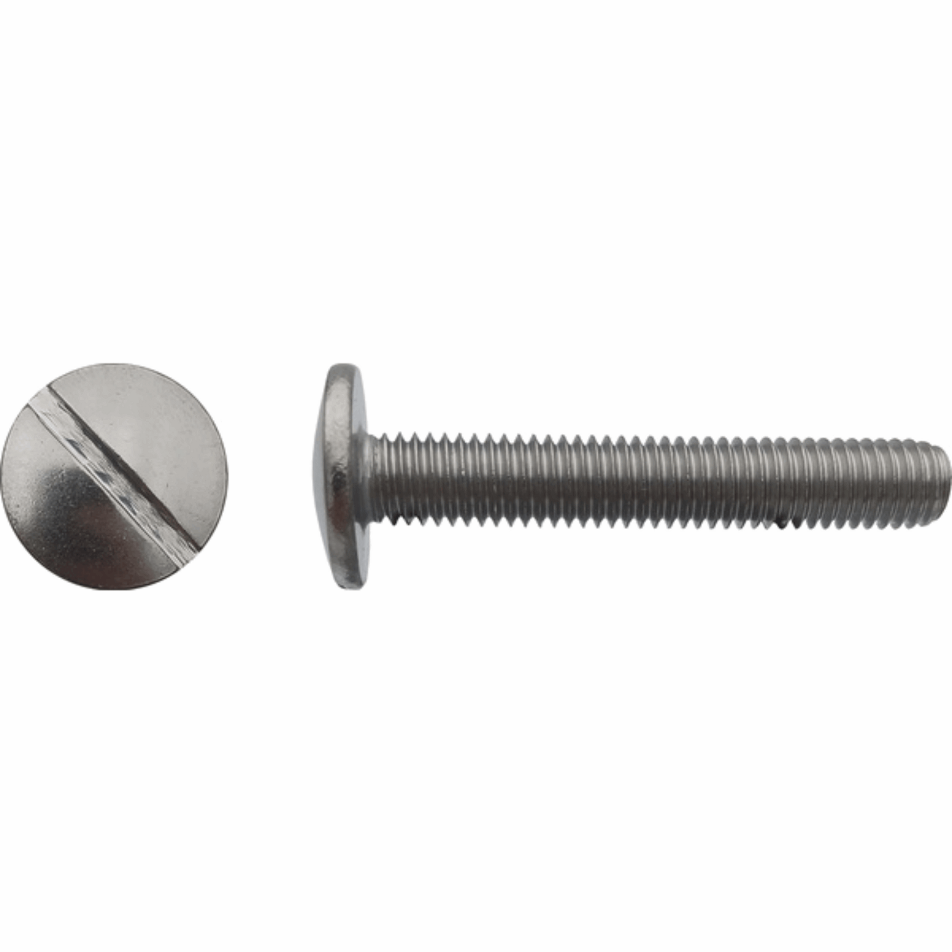 Vis poêlier tête ronde large fendue Inox A2 
