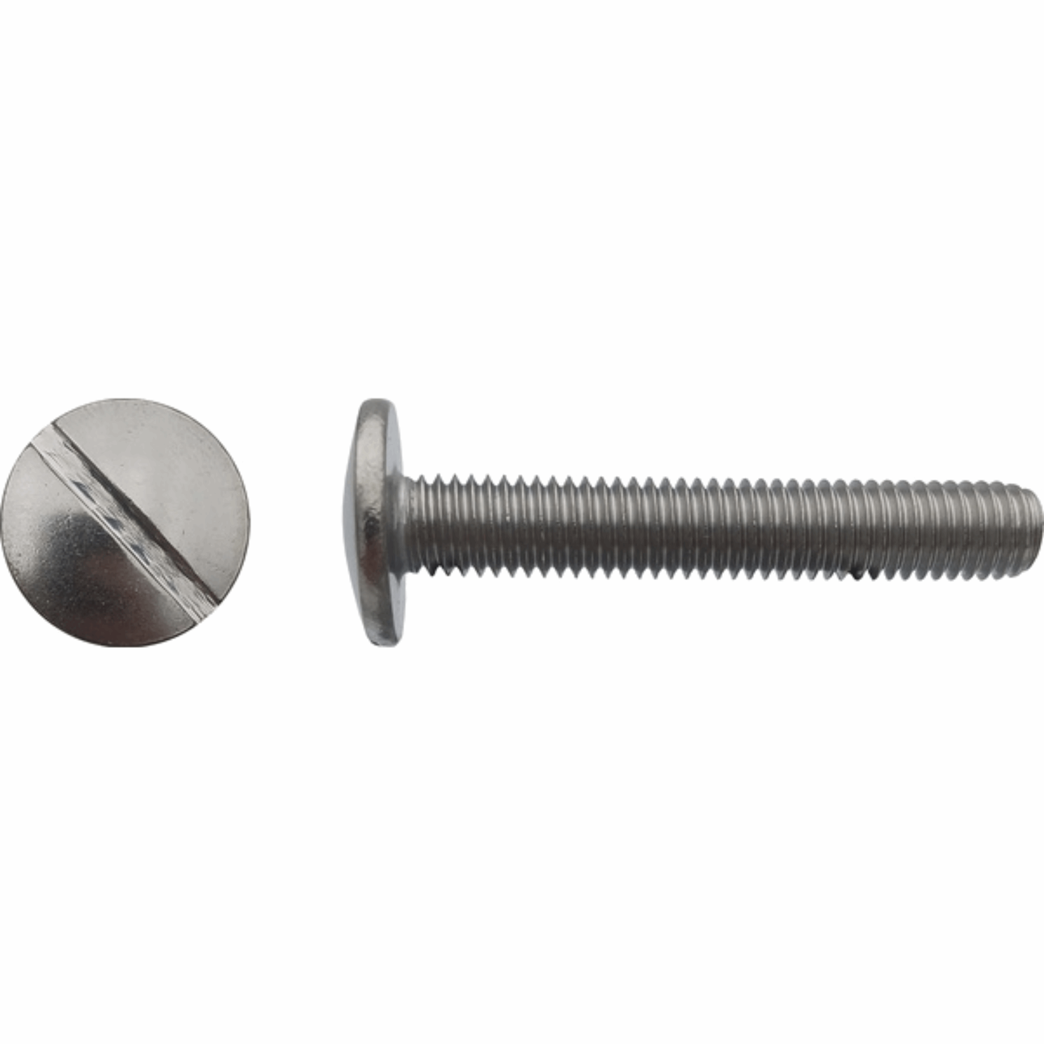 Vis poêlier tête ronde large fendue Inox A2 