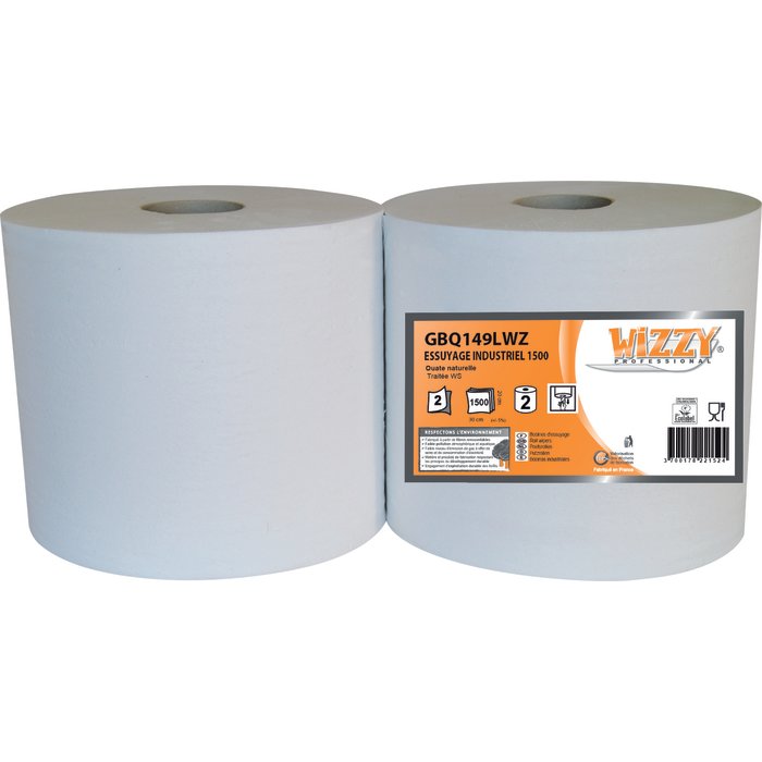 2 Bobines essuyage Blanc 1500 formats