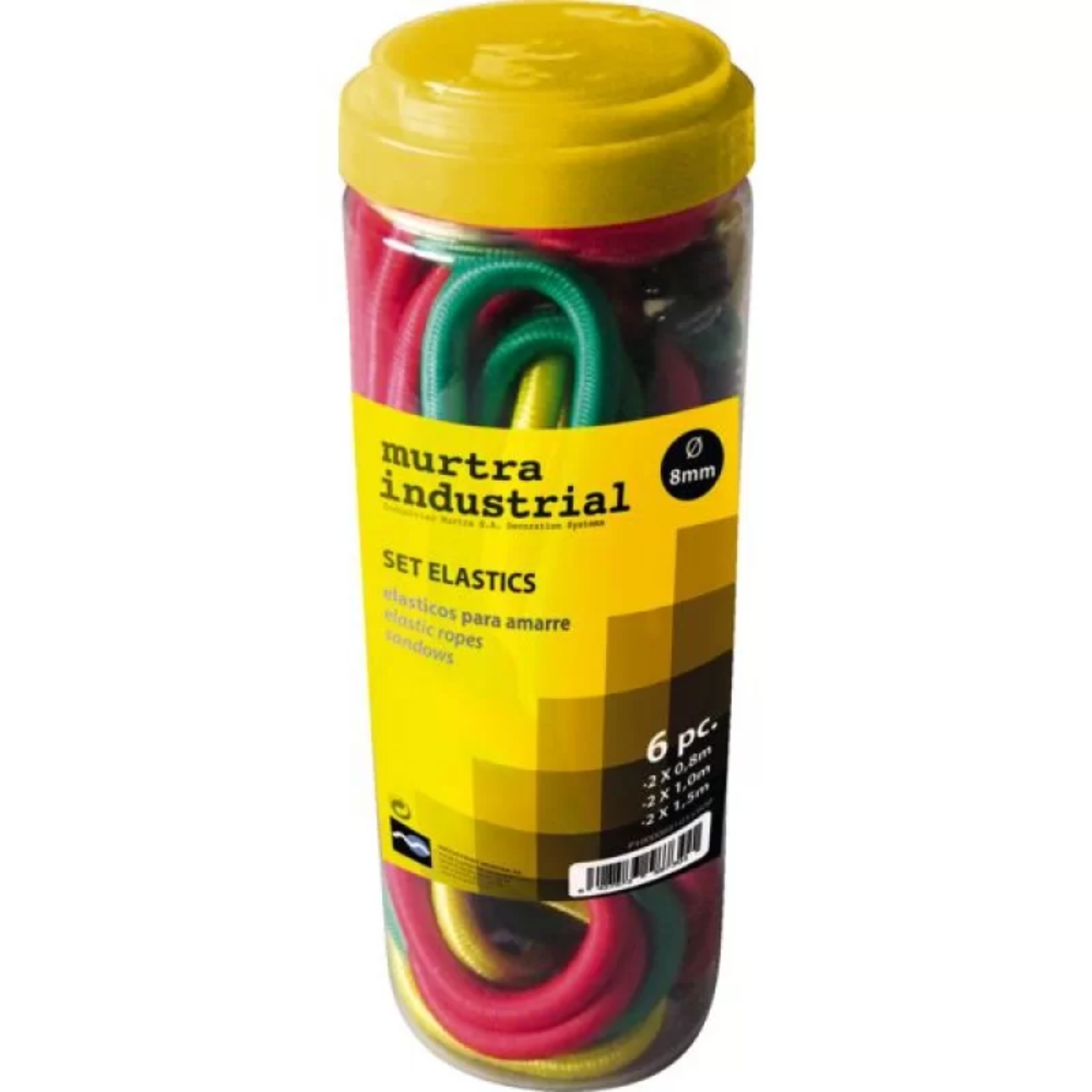 Boite de 6 sandows diam 8 mm variés de 60 à 150 cm