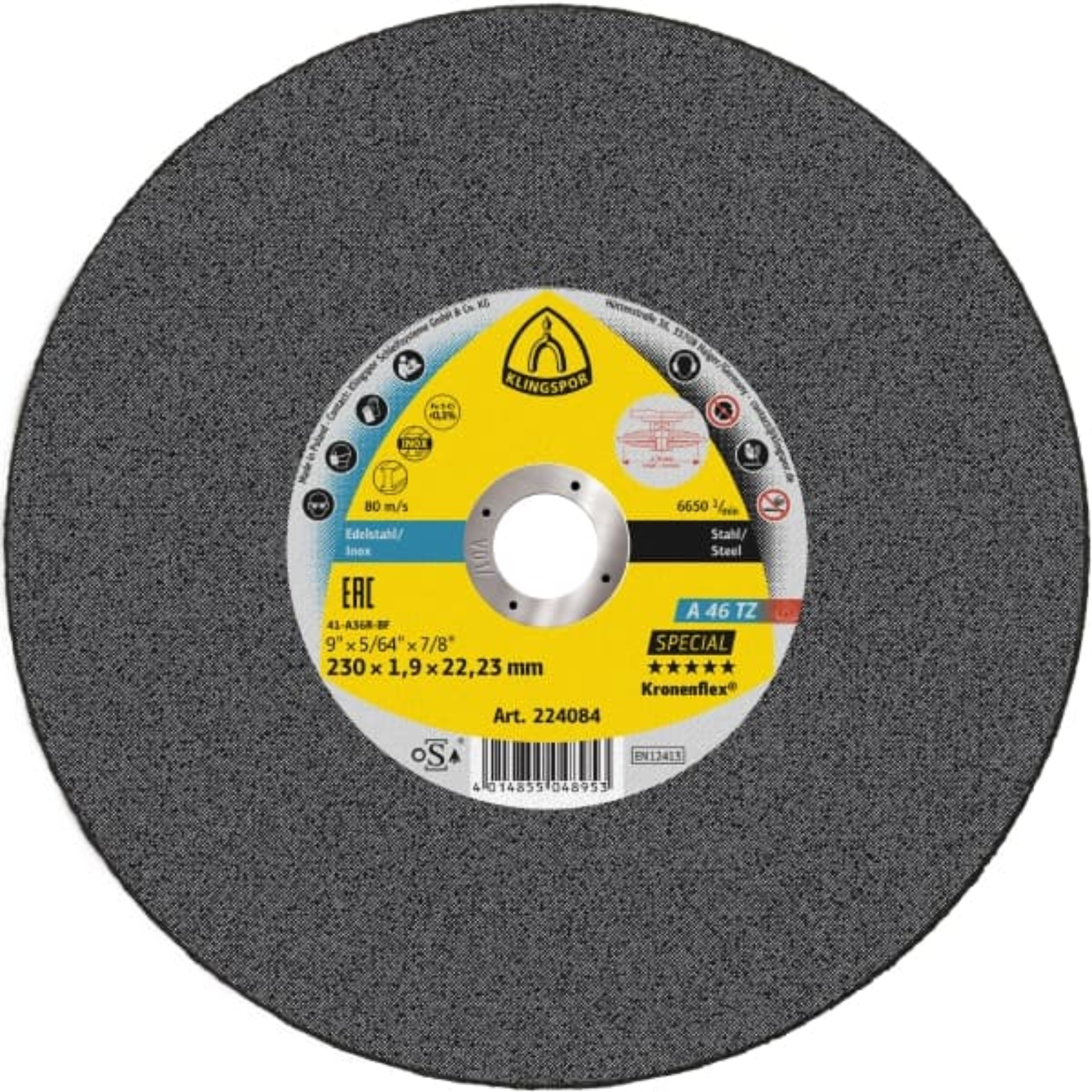 Disque à tronçonner A 46 TZ Special pour l'acier inoxydable Ø230X1.90 centre dép