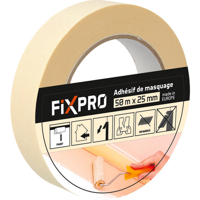 Ruban de masquage crepe blanc - Fixpro 50m X 25mm