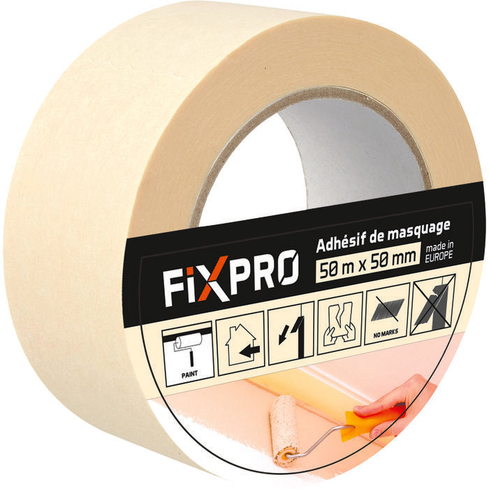 Ruban de masquage crepe blanc - Fixpro 50m X 50mm