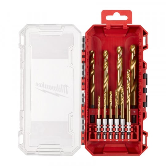 Set 10 forets métaux HSS-G RED HEX SHOCKWAVE MILWAUKEE