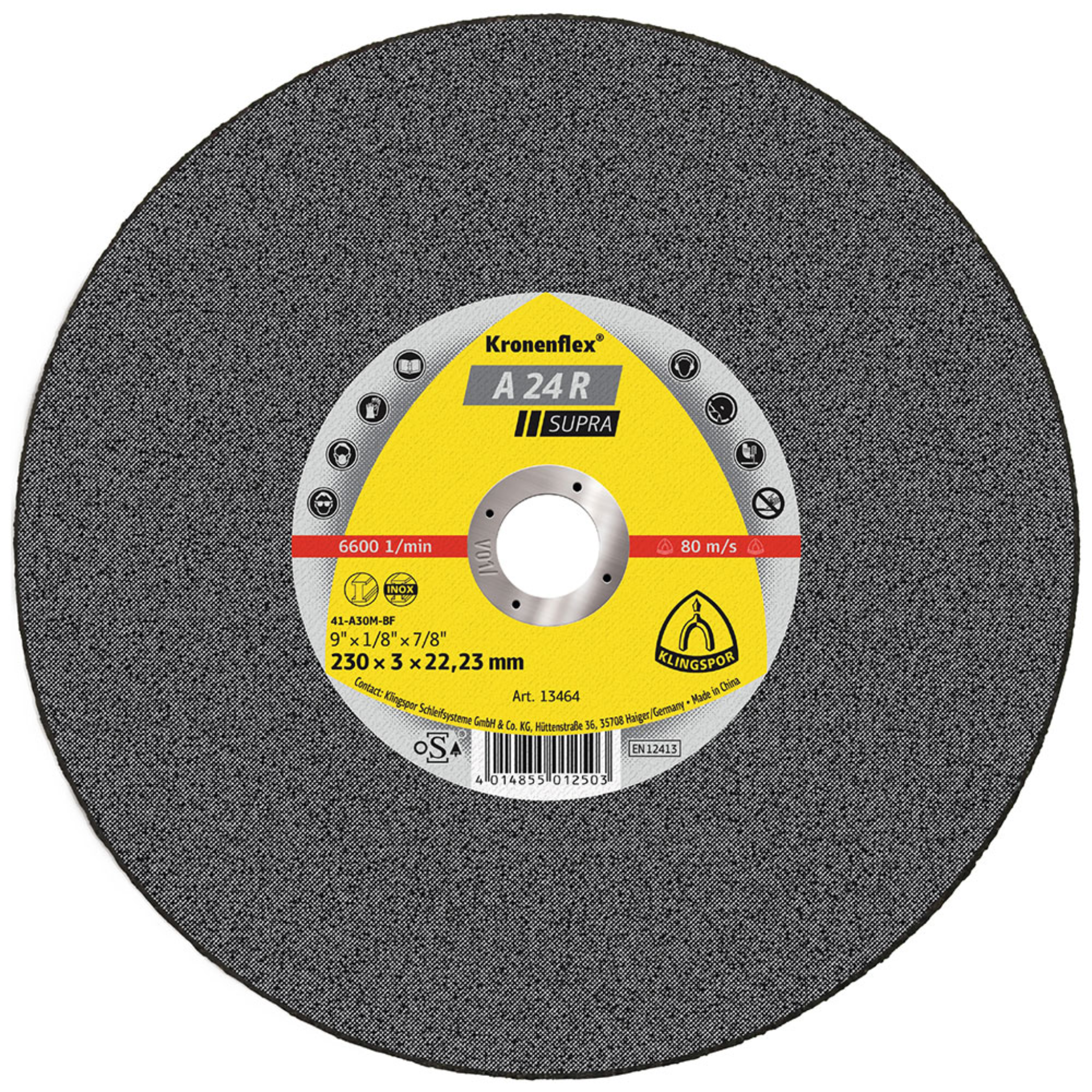 Disque à tronçonner A 24 R Supra pour l'acier Ø230X3.00 centre déporté