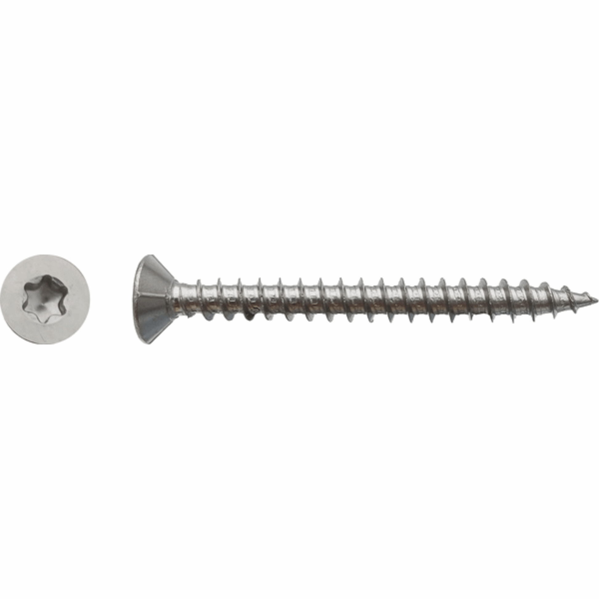 Vis pour panneaux agglo tête fraisée torx filetage total Inox A2 
