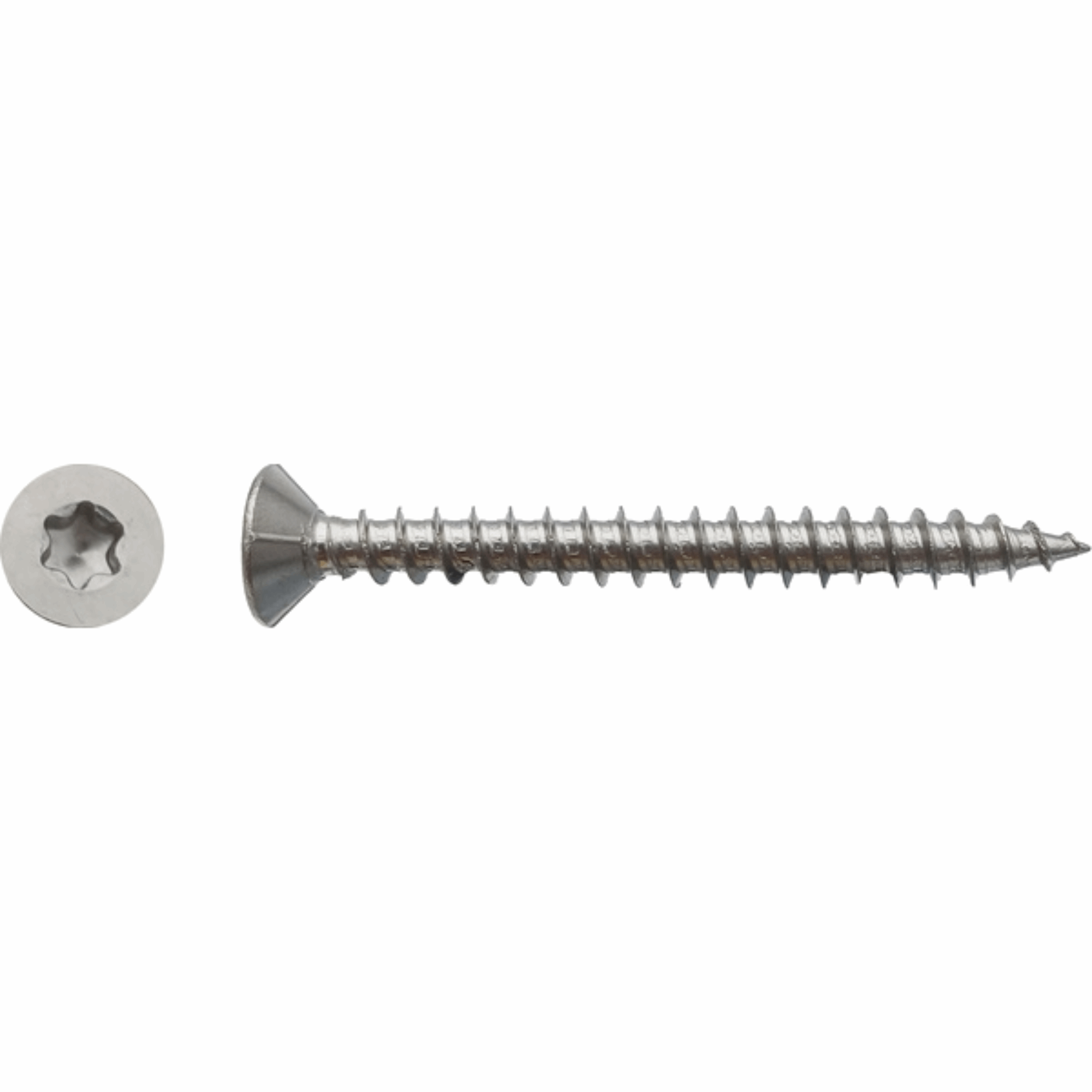 Vis pour panneaux agglo tête fraisée torx filetage total Inox A2 