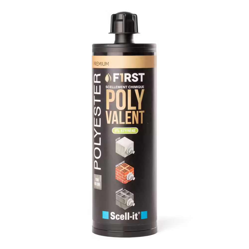 Scellement chimique polyester polyvalent Gris - Scell-it FIRST410 - cartouche de 410 ml