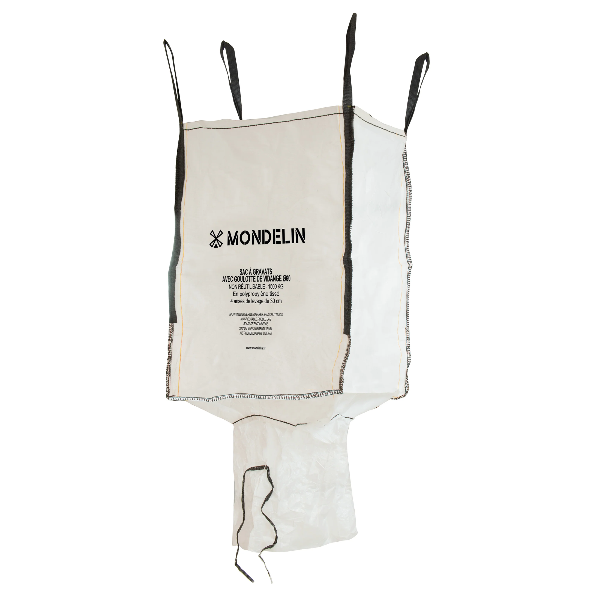 Sac à gravats avec goulotte de vidange 91x91x125