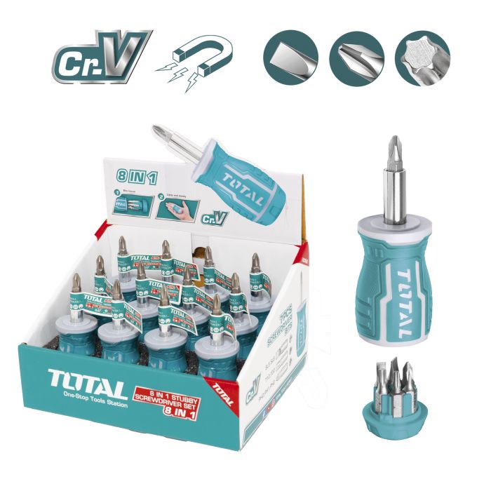Tournevis court avec 7 embouts interchangeable