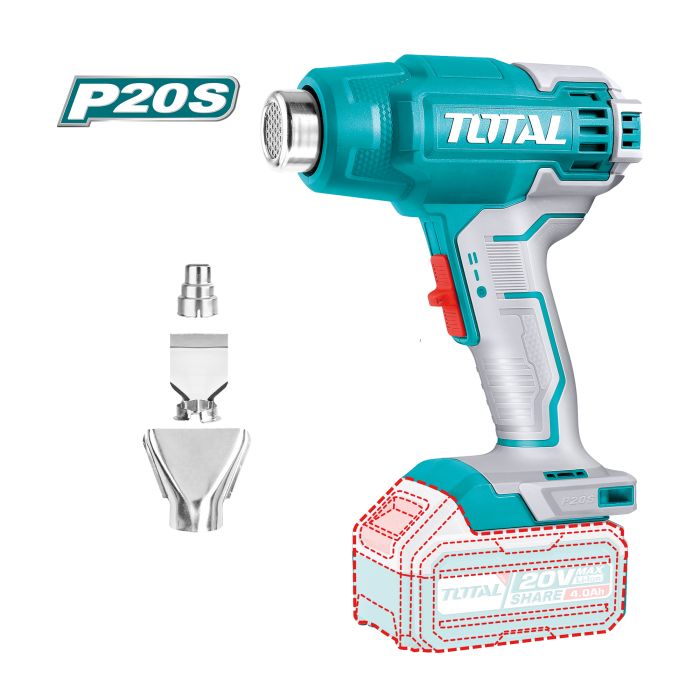 Décapeur thermique jusqu’à 550 °C débit 100 et 200 l/min 20 V TBLI2002 TOTAL vendu sans batteries en boite carton