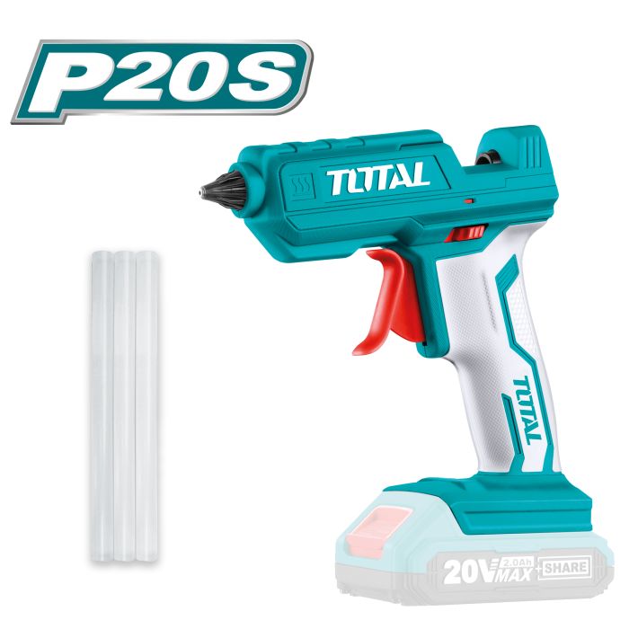 Pistolet à colle 20 V TGGLI2001 TOTAL vendu sans batteries en boite carton