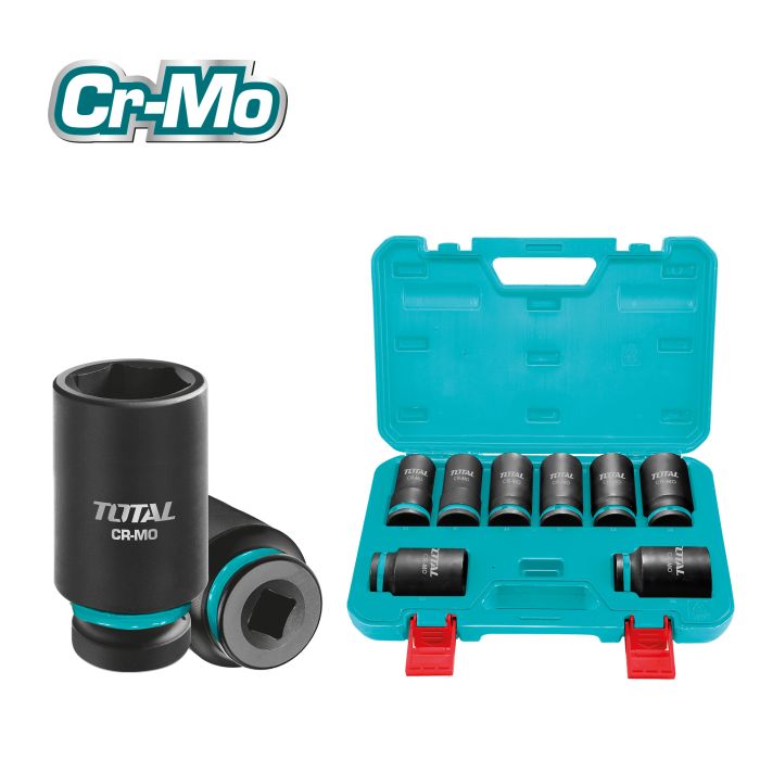 Jeu 8 douilles à chocs 3/4 longues Cr-Mo Tailles 26, 27, 29, 30, 32, 35, 36, 38 mm