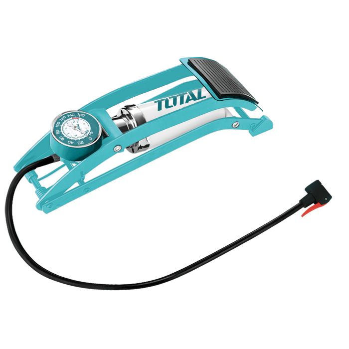 Gonfleur à pied avec manomètre pédale caoutchouc tuyau 60 cm