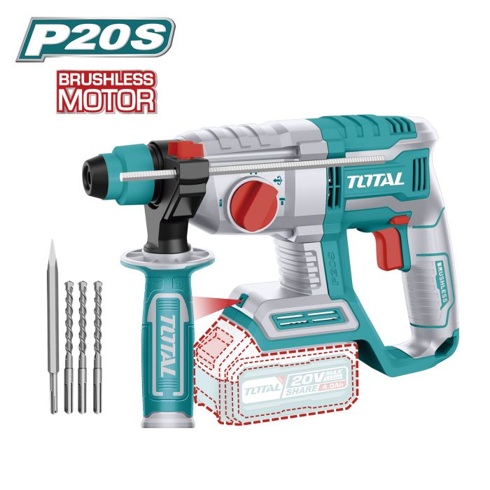 Marteau perforateur Brushless 20V 2 joules TRHLI20208 TOTAL vendu sans batteries en boite carton
