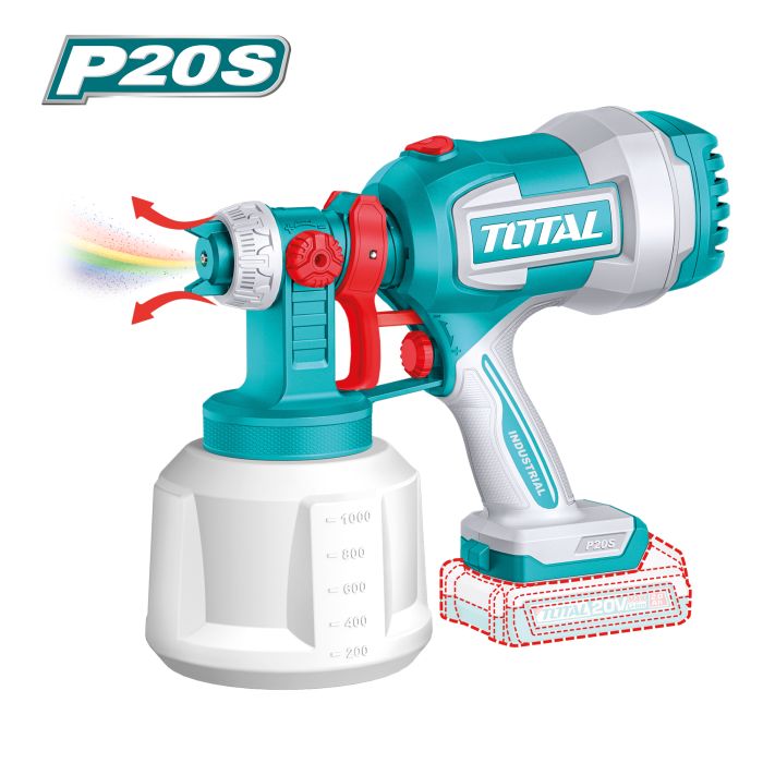 Pistolet à peinture 800 ml 20 V TSGLI2004 TOTAL vendu sans batteries en boite carton