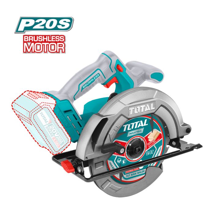 Scie circulaire 185 mm Brushless 20 V TSLI1851 TOTAL vendu sans batteries en boite carton