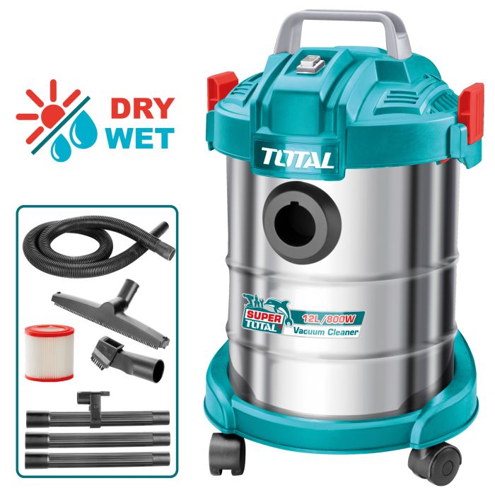 Aspirateur eau et poussières filaire 800 W cuve 12 litres aspiration 16 Kpa TVC14122 TOTAL