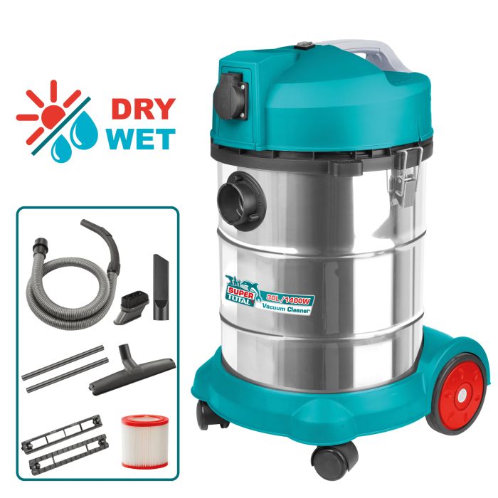 Aspirateur eau et poussières filaire 1400 W cuve 30 litres aspiration 16-18 Kpa TVC14301 TOTAL