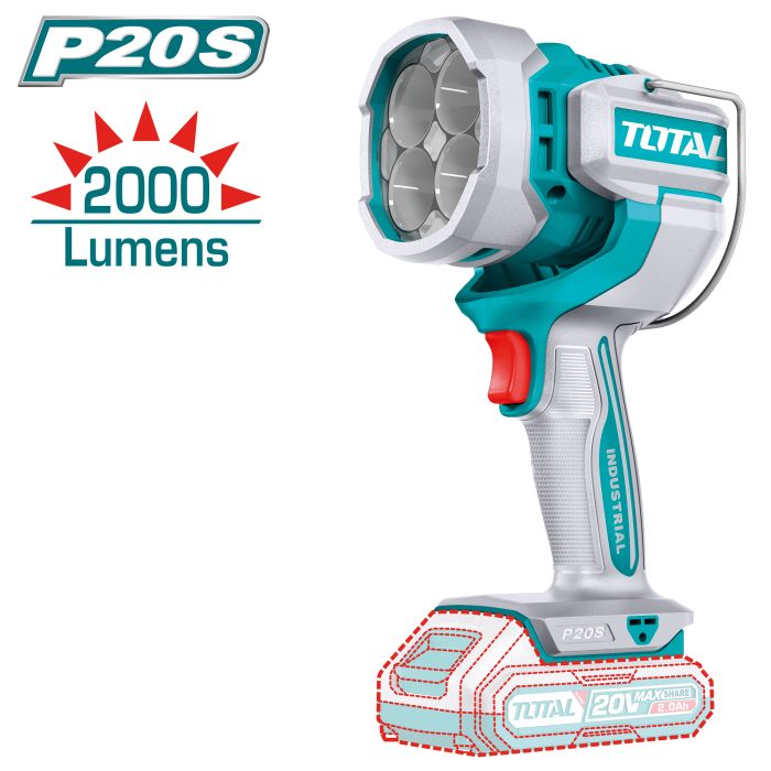 Projecteur Led 2000 lumens tête rotative à 120 ° 20 V TWLI2088 TOTAL vendu sans batteries en boite carton